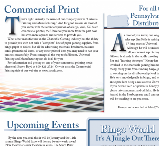 Sample Page from Print Newsletter